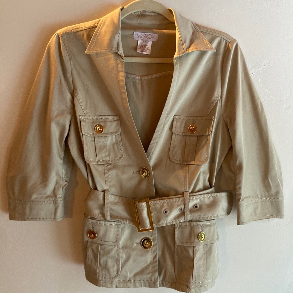 La Rok Khaki Structured Military Style Blazer